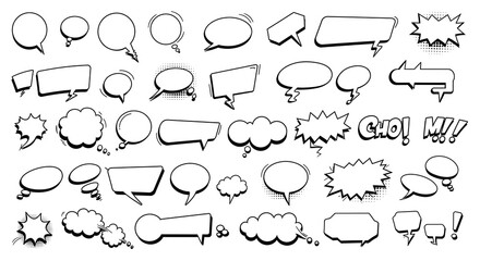 Collection of  Retro Comic Book Speech Bubbles and Text Effects for Design Elements