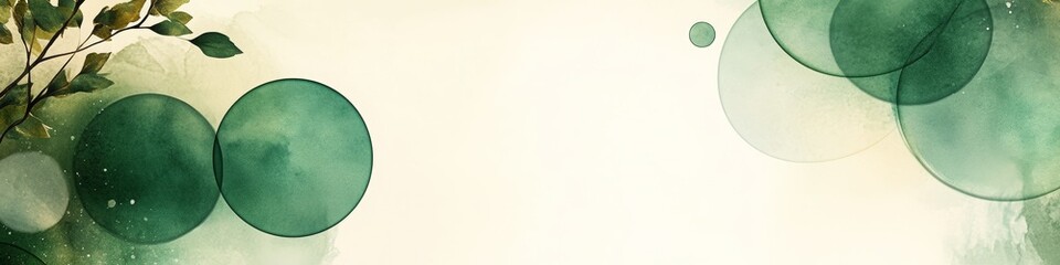 Green Circles Abstract Background, LinkedIn cover, copy space, AI Generated