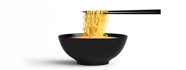 A bowl of instant noodles with chopsticks, vector illustration
