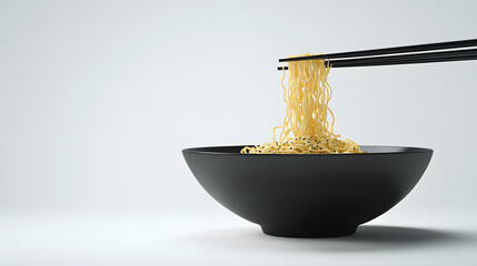 A bowl of instant noodles with chopsticks, vector illustration
