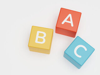 abc blocks 3d render illustration on white background