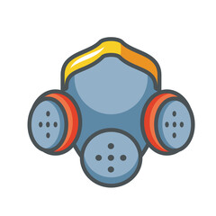 Vector illustration of an industrial gas mask with triple filters, used for chemical protection and personal safety in hazardous environments