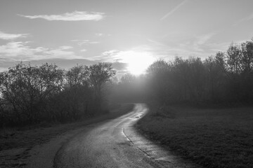 road to sun, black and white