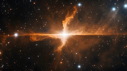 A celestial AI nano cloud creating a dazzling light show while passing near a binary star system.