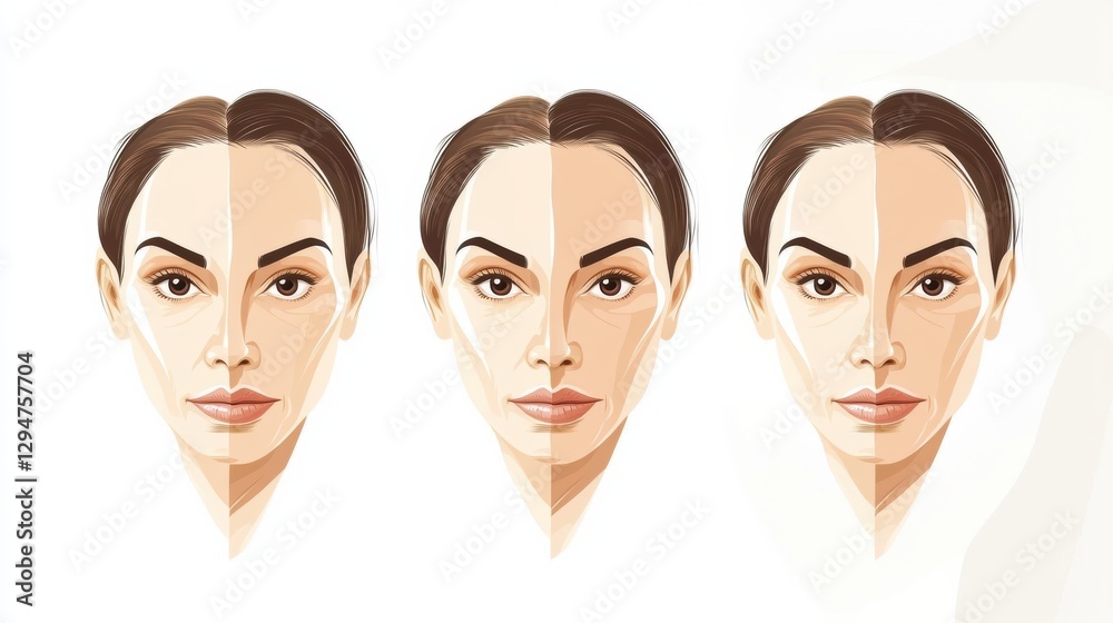 Aufkleber gradual skin aging and how botox smooths wrinkles for a youthful appearance. generative ai