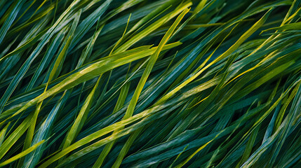 A close-up of artificial turf with finely woven blades of synthetic grass showcasing its vibrant color and realistic texture.