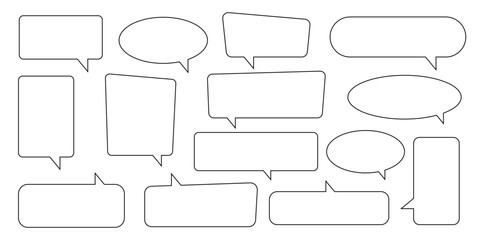 Collection of line speech bubble, line speech balloon, outline chat bubble.