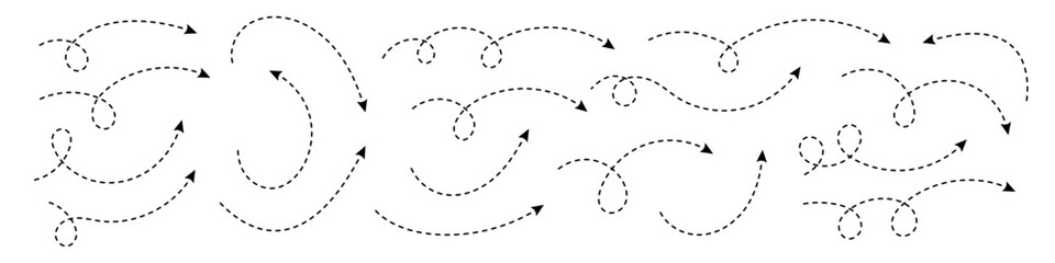 Curved dotted arrow. Zigzag arrow stripes design with dotted lines.
