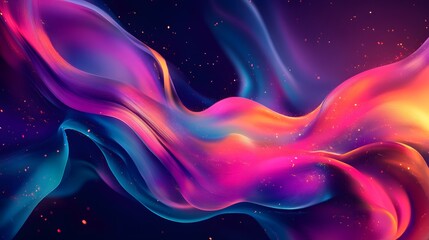 Fototapeta premium Abstract shapes in flowing neon colors on a dark background