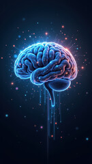 Fototapeta premium A vivid illustration of a human brain with cosmic elements, symbolizing artificial general intelligence or AGI.