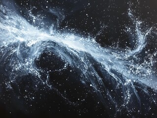 Abstract space galaxies in cool silver