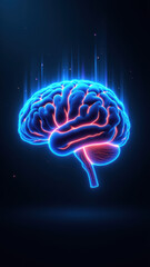 Fototapeta premium This is an illustration featuring a human brain with vibrant colors, symbolizing artificial general intelligence.