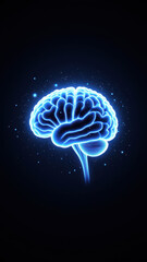 Fototapeta premium An animated illustration of a human brain with elements associated with artificial intelligence.