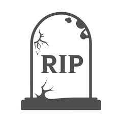 Gravestone with grass on ground vector doodle icon