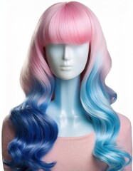 Pastel pink and blue wigs on , artistic hair fashion