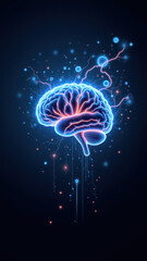 A vibrant illustration of a brain with sparkles and lightning bolts, symbolizing artificial general intelligence or AI development.