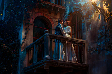 Romeo and Juliet: A Timeless Scene from Shakespeare's Masterpiece in the Moonlight