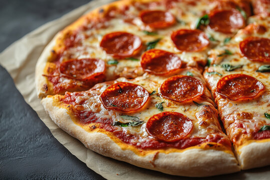Slice of pepperoni pizza in hand isolated on white. Top view on paperoni pizza. Concept for italian food, street food, fast food, quick bite