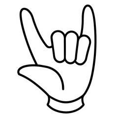 single continuous line drawing shaka sign white bacakground