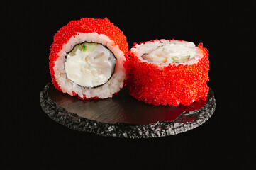 traditional Japanese sushi on a black background
