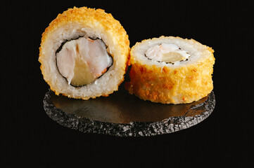 traditional Japanese sushi on a black background
