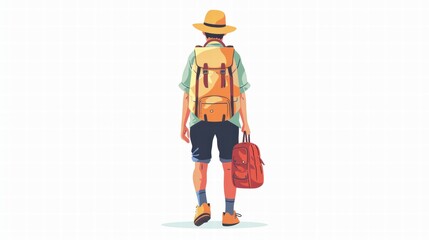 Fototapeta premium A man enjoying solo travel with a graceful posture, embracing minimalistic living.