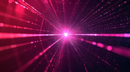 Fototapeta premium Abstract Pink Red Purple Glowing Particle Tunnel Background