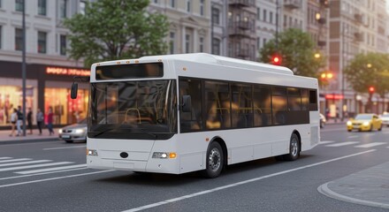 White City Bus on Urban Street at Dusk