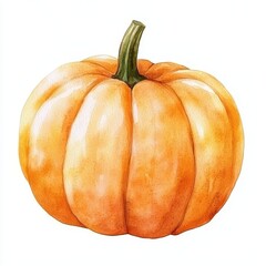 A sophisticated watercolor painting of a pumpkin with elegant scrolls, isolated on a white background