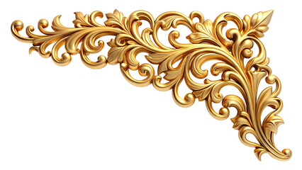 Antique gold corner frame isolated on white background