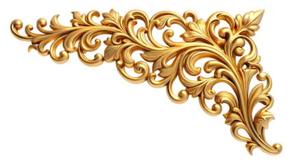 Antique gold corner frame isolated on white background