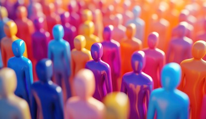 Fototapeta premium Colorful crowd of abstract figures.