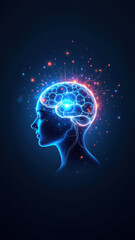 Obraz premium A conceptual illustration of artificial general intelligence with a human-like head filled with stars and cosmic imagery.