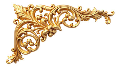 Antique gold corner frame isolated on white background