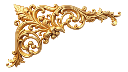Antique gold corner frame isolated on white background