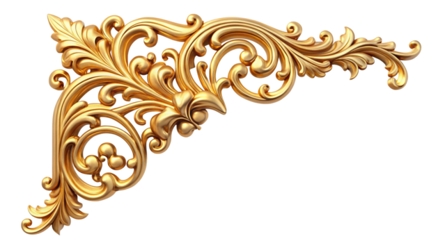Antique gold corner frame isolated on white background