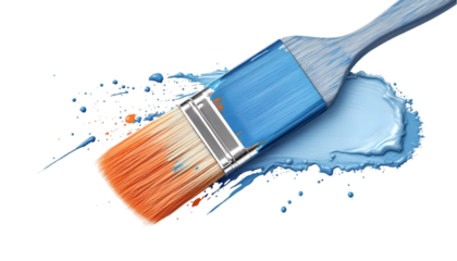 3D Illustration Paintbrush, Blue Paint, Splash, Creativity, Art Supplies, Home Improvement