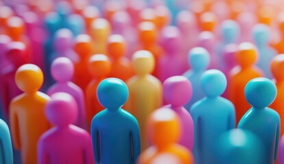 Colorful crowd of diverse people figures.