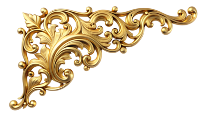 Antique gold corner frame isolated on white background