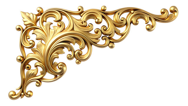 Antique gold corner frame isolated on white background