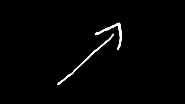 white hand drawn arrow animation with black background
sketch style or scribble effect arrow 4k animation with black background