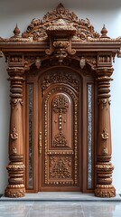 Fototapeta premium Luxury wooden door carved design high resolution hd image