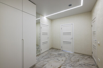 modern apartment interior in grey tones 