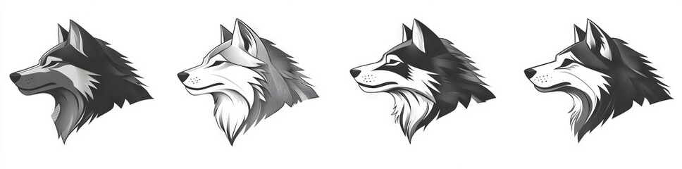 Obraz premium A tattoo design featuring a snarling wolf with exposed teeth symbolizes strength and wildness. This modern sketch, engraved to resemble scratchboard art, is rendered in black and white