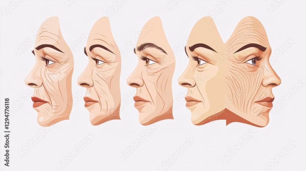 Poster Understanding the gradual aging of skin and how cosmetic procedures can help reduce the appearance of wrinkles. Generative AI
