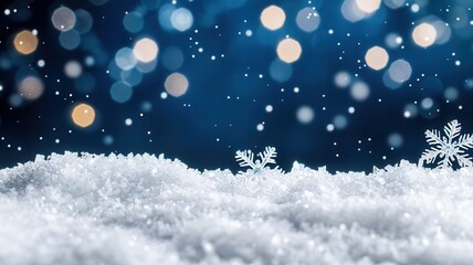 Falling snow overlay snowflake background snow christmas winter snowflake white blue abstract silver light bokeh holiday banner Copy space for text
