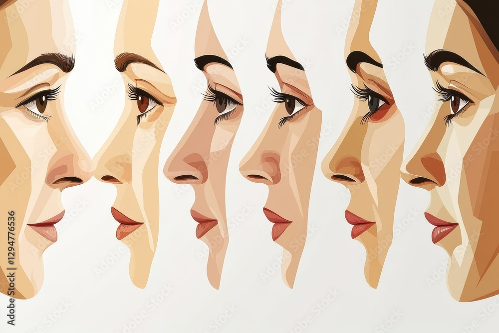 Poster gradual skin aging illustrated with botox effects to reduce wrinkles and rejuvenate appearance. gene