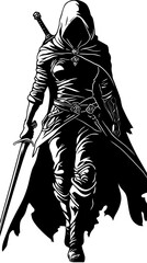 Mystical Rogue Silhouette with Sword - Dungeons and Dragons Adventure Icon