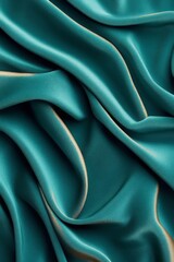 Obraz premium Luxurious teal silk fabric, soft folds and rich color.