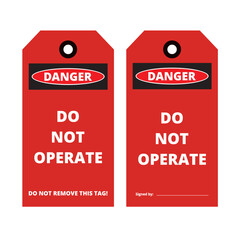 Naklejka premium Red danger do not operate labels on a white background